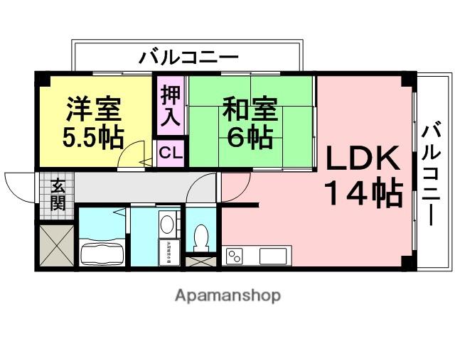 フォワイエセレスト1(2LDK/1階)の間取り写真