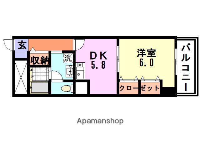 エダム武庫之荘(1DK/3階)の間取り写真