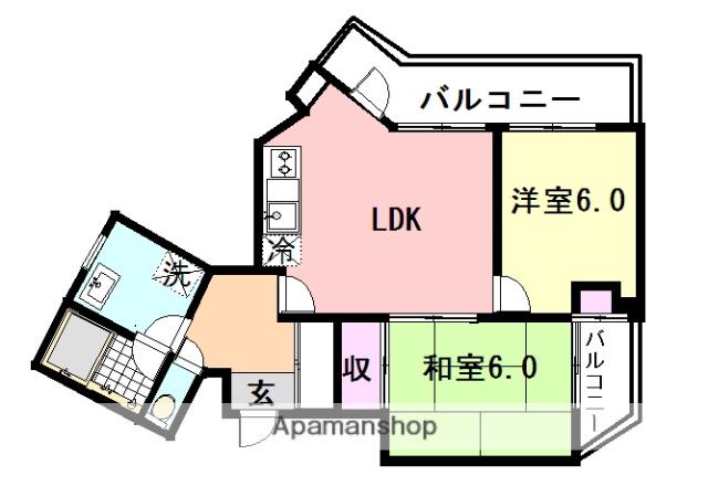 武庫之荘GEMELLI(2DK/2階)の間取り写真
