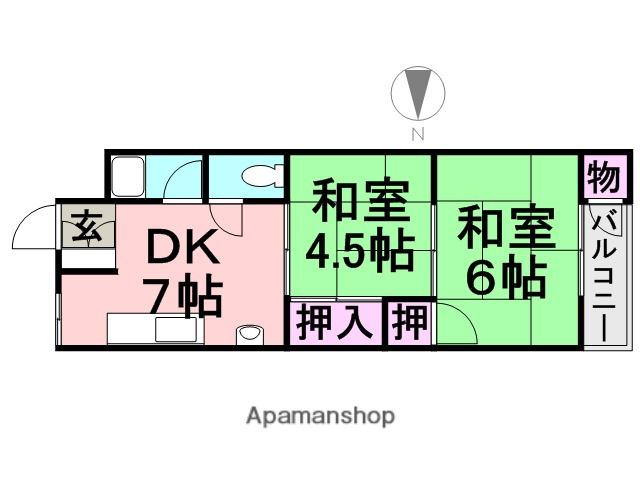 モリノブ・ハイツ(2DK/2階)の間取り写真