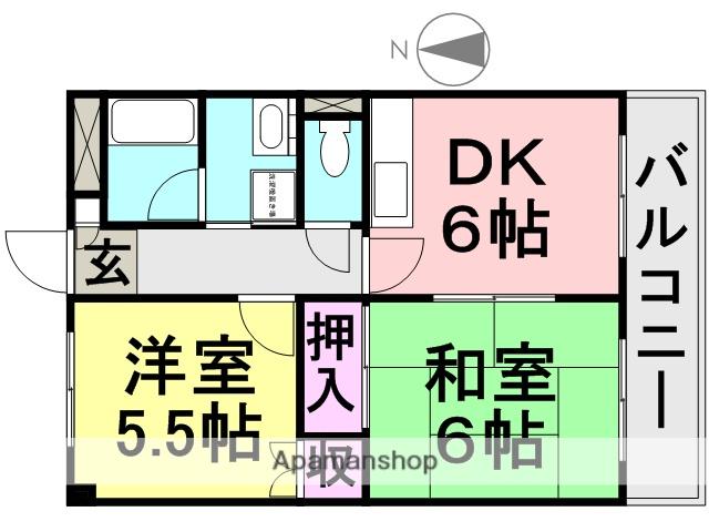 ブラウンハイツ(2DK/4階)の間取り写真