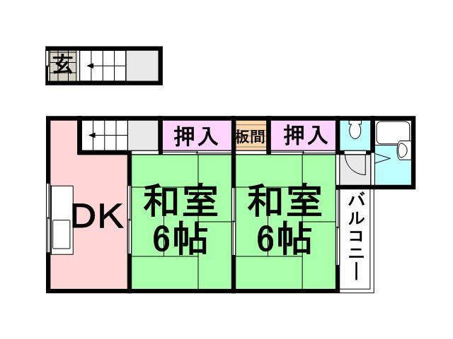 阪神電鉄本線 尼崎センタープール前駅 徒歩19分 2階建 築53年(2K/2階)の間取り写真