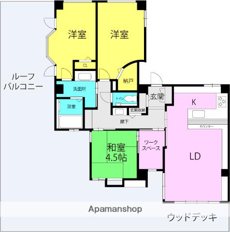 ミルプラトー甲子園(3LDK/4階)の間取り写真