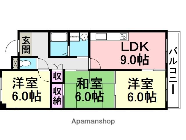 新武庫ハイツ(3LDK/2階)の間取り写真