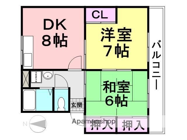 シティハイム橋本第3AP(2DK/2階)の間取り写真