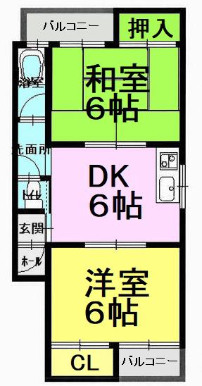 マンション加島(2DK/2階)の間取り写真