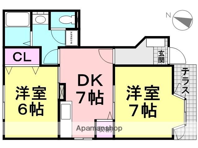 福知山線 猪名寺駅 徒歩14分 2階建 築23年(2DK/1階)の間取り写真