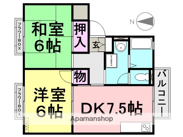 ホワイトヴィラ2番館(2DK/1階)の間取り写真