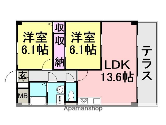 アネモス壱番館(2LDK/1階)の間取り写真
