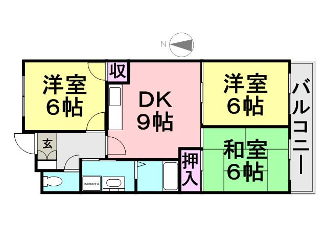 シティブリッジ西難波(3DK/3階)の間取り写真