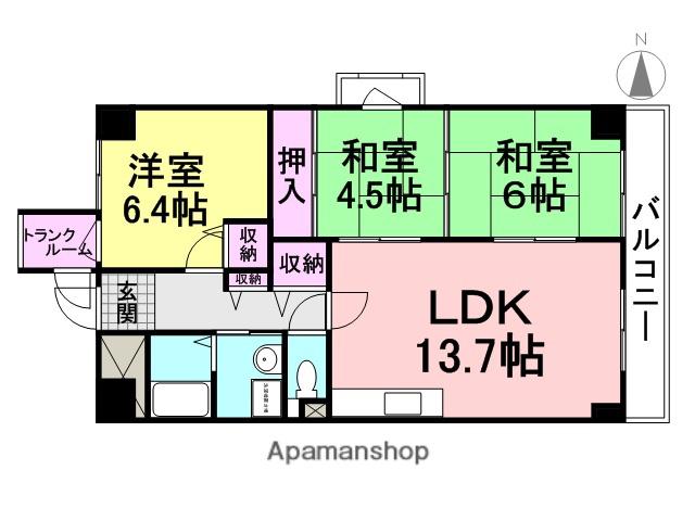 エクセルレジデンス(3LDK/4階)の間取り写真