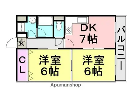 OAマンション(2DK/2階)の間取り写真