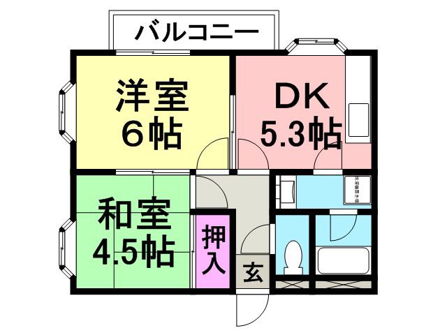 リバープロムナード(2DK/1階)の間取り写真