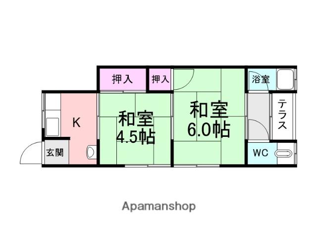 キヨヤマハウス(2DK/1階)の間取り写真