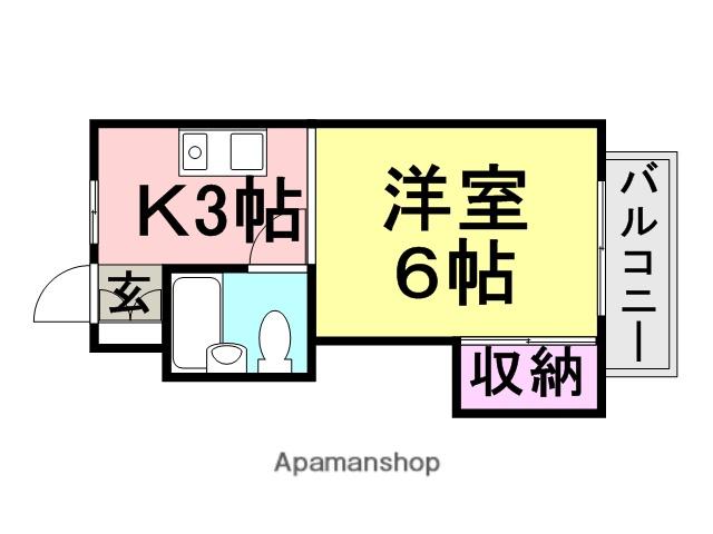 ヒルズ立花(1K/3階)の間取り写真