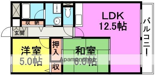 プラマー2番館(2LDK/3階)の間取り写真