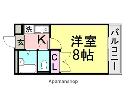 阪神電鉄本線 武庫川駅 徒歩15分 3階建 築28年(1K/3階)の間取り写真