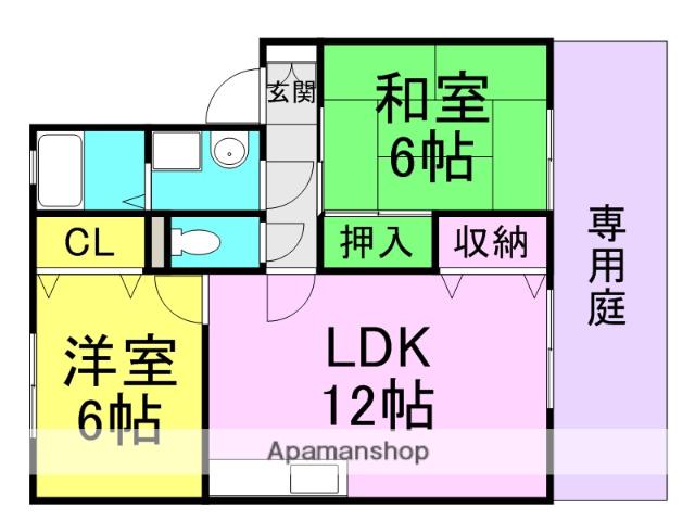マリエ二番町(2LDK/1階)の間取り写真