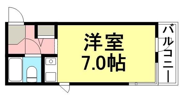 スタインウェイ(ワンルーム/4階)の間取り写真