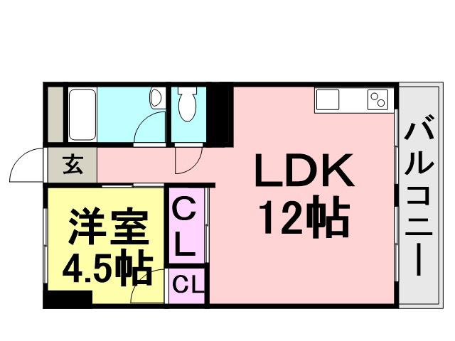 クリアスカイ立花(1LDK/7階)の間取り写真