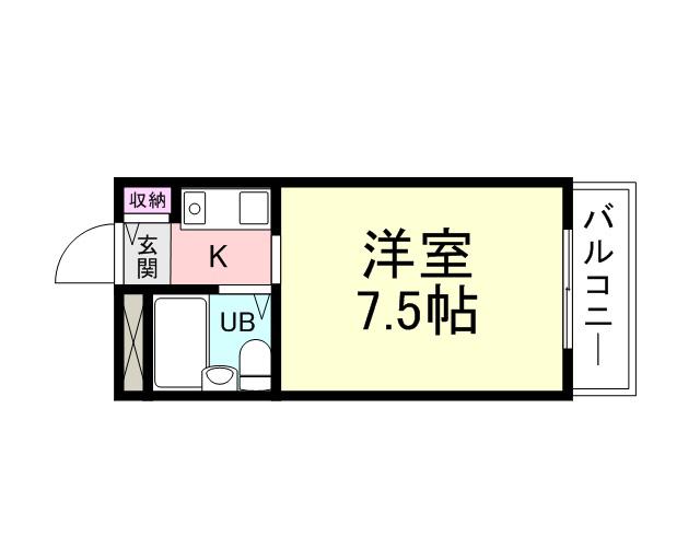 ジョイフル武庫之荘1(1K/4階)の間取り写真