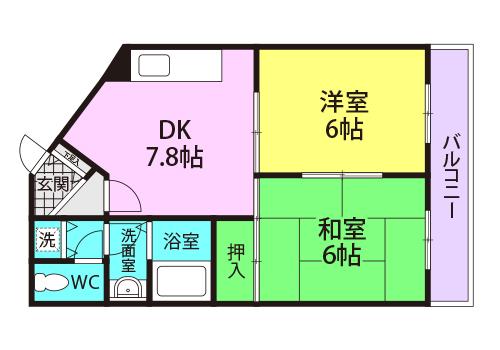 武庫之荘北アイビーコート(2DK/2階)の間取り写真