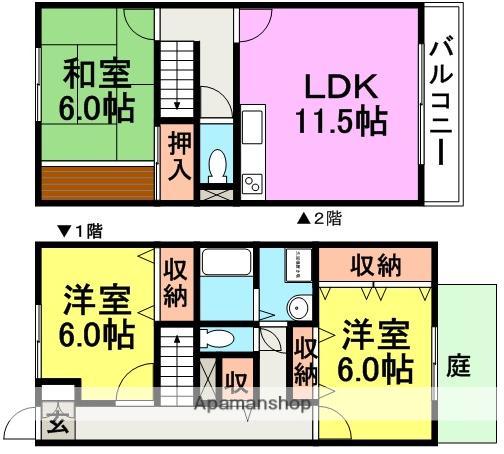 テラスハウスＷＡＫＯ(3LDK)の間取り写真