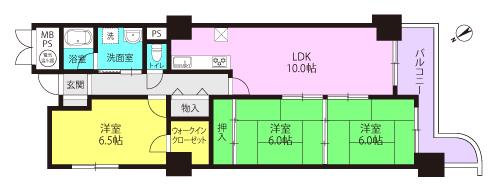 尼崎アーバンコンフォート(3LDK/14階)の間取り写真