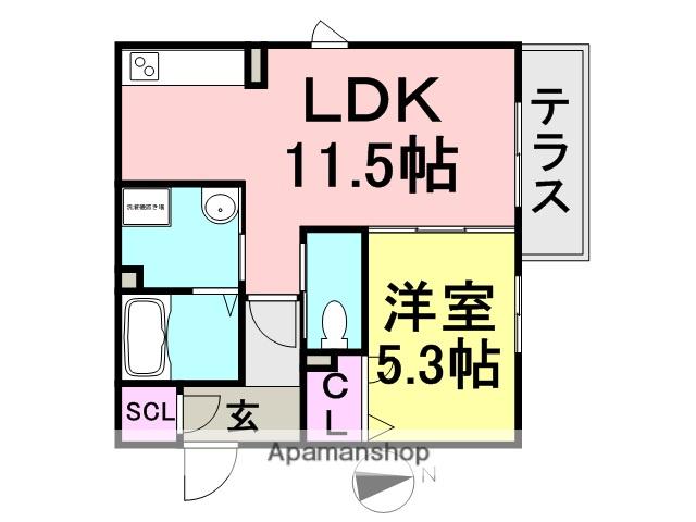 カシータ立花Ⅱ(1LDK/1階)の間取り写真