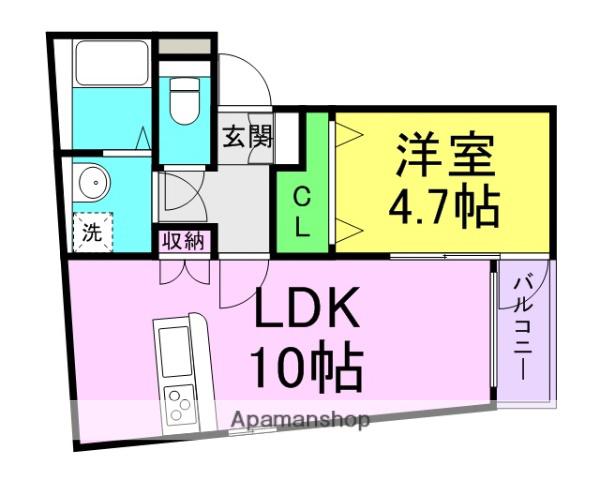 パロス武庫川(1LDK/1階)の間取り写真