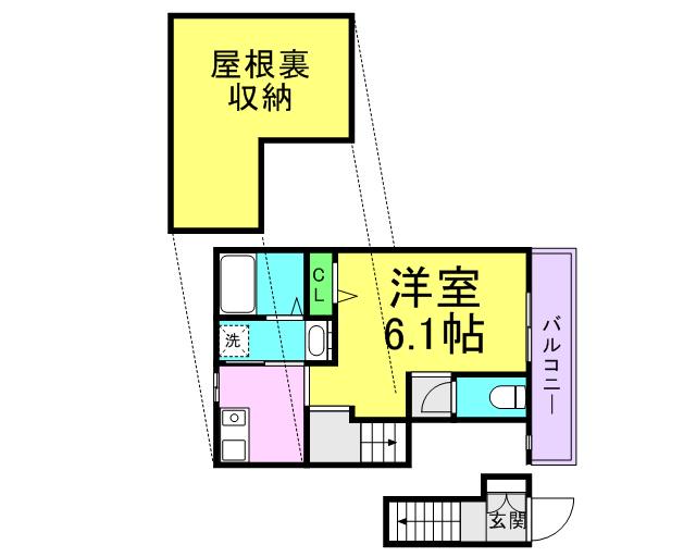 あんしんプラス稲葉荘(1K/2階)の間取り写真