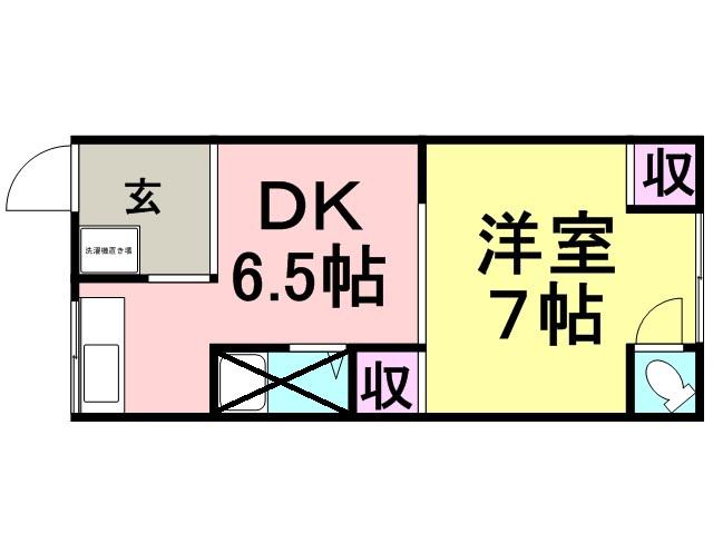 KCMS立花(1DK/2階)の間取り写真