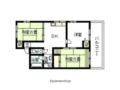 シティハイム橋本第2AP(3DK/2階)の間取り写真