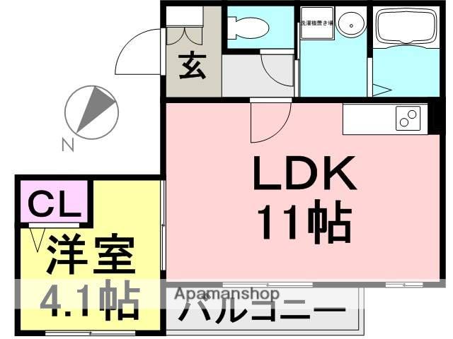 メゾンデュソール(1LDK/2階)の間取り写真