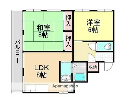 豊田マンション(2LDK/2階)の間取り写真