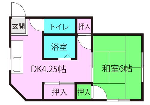 五島マンション(1K/3階)の間取り写真