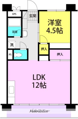 ビレッジハウス南清水タワー(1LDK/6階)の間取り写真