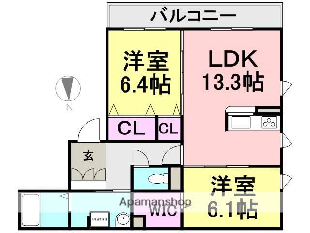 カシータ城内(2LDK/2階)の間取り写真