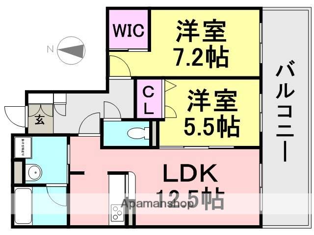 東海道本線 立花駅 徒歩8分 3階建 築7年(2LDK/2階)の間取り写真