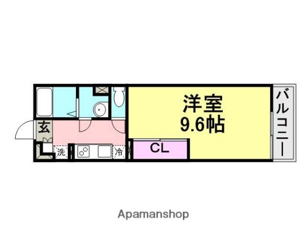 グランパシフィック東園田(1K/3階)の間取り写真