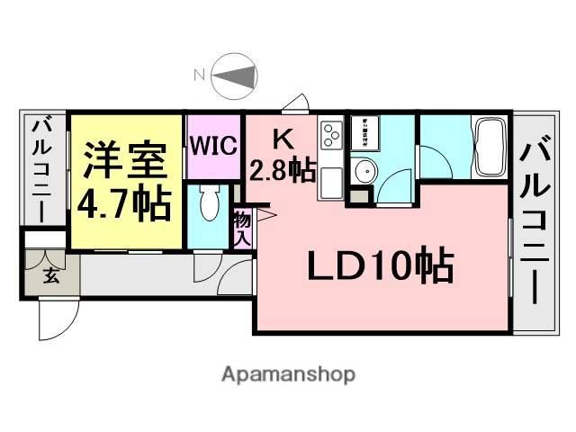 伸栄M棟(1LDK/3階)の間取り写真