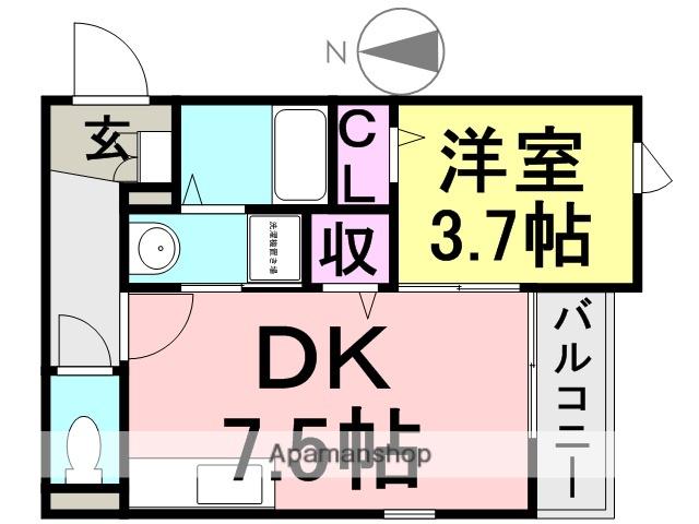 ベルスクエア(1DK/2階)の間取り写真