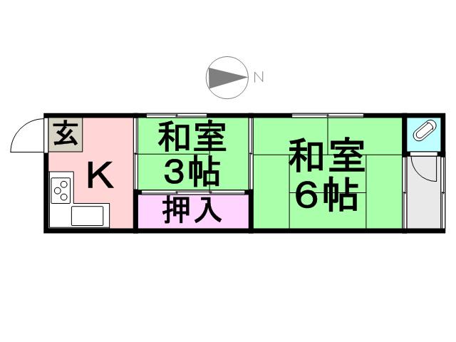 上ノ島アパート(2K/1階)の間取り写真