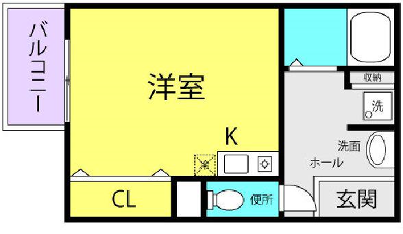 ポモドーロ(ワンルーム/1階)の間取り写真