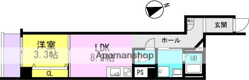 プリエール阪神尼崎(1LDK/3階)の間取り写真