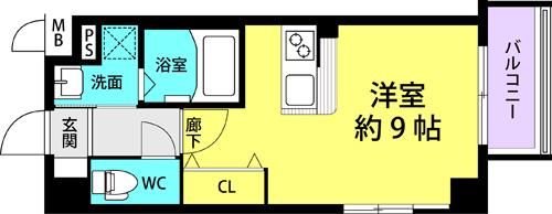 トレフル立花(ワンルーム/6階)の間取り写真