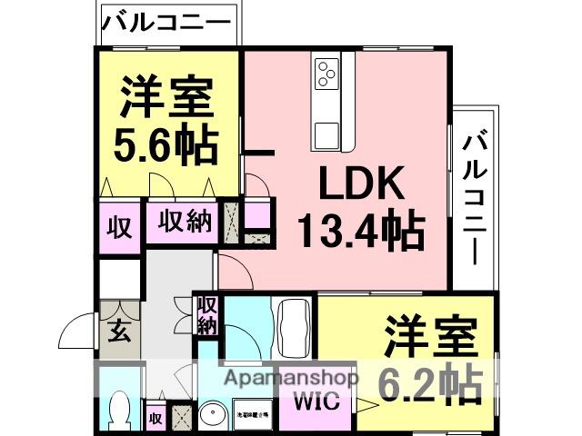 伸栄T棟(2LDK/3階)の間取り写真