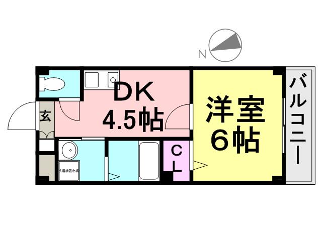 リビングエース平和(1DK/2階)の間取り写真