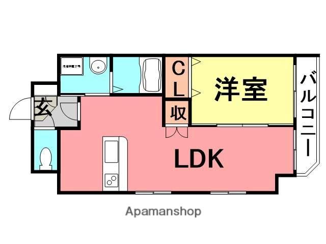 フラワーメゾン2東難波(1LDK/3階)の間取り写真