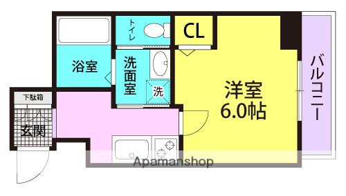 レーヴメゾン尼崎大物(1K/1階)の間取り写真